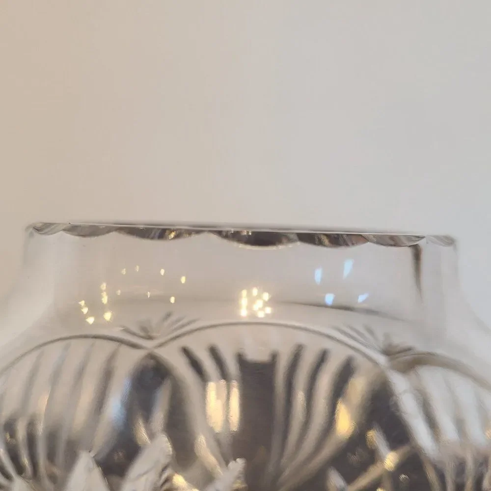 Rovelli Heavy Lead Cut Crystal Rose Potpourri Candy Bowl Vase Vintage Poland